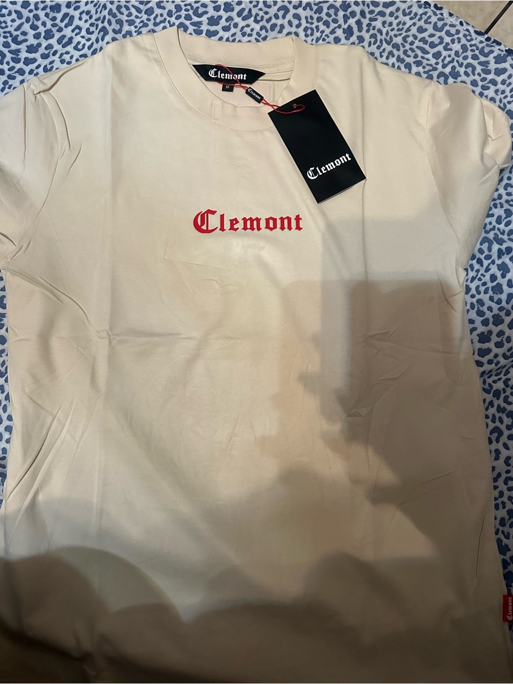 Lemon Cream Tee with Red Clemont Logo